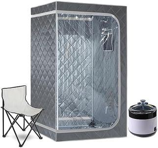 ZONEMEL Full Size Portable Steam Sauna Kit, Personal Full Body Sauna Spa for Home Relaxation, 4 Liters 1500 Watt Steamer, Remote Control, Timer, Foldable Chair (31.5, Gray)