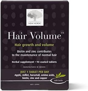 New Nordic Hair Volume, 90 Tablets Hair Growth Supplement, Biotin and Naturally Sourced Ingredients, Helps Reduce Hair Shedding