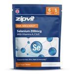 Zipvit Selenium 200mcg with Vitamins A, C, E. 180 Vegan Tablets. Supports Normal Thyroid, Skin, Hair & Nails, Immune System, and Antioxidant Protection. 6 Month Supply. UK Supplier.