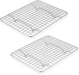 P&P CHEF 2-Pieces Small Cooling Baking Racks, Stainless Steel Grid Rack for Cooking Roasting Drying Grilling, 9.75'' x 7.5'' x 0.75'', Oven & Dishwasher Safe, Fit Small Toaster Oven