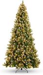 Best Choice Products 4.5ft Pre-Lit Pre-Decorated Pine Hinged Artificial Christmas Tree w/ 450 Flocked Frosted Tips, 32 Pine Cones, 175 Lights, Metal Base