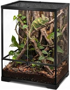 NEPTONION 32 Gallon Professional Glass Terrarium 18"x18"x24" Durable Reptile Habitat Tank with Heat Resistant Aluminum Alloy Frame, Dual Front Swinging Doors for no Jam by Sand and Other Debris