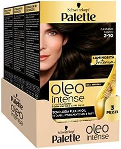 Schwarzkopf Palette Oleo, colorazione permanente copertura professionale capelli bianchi, Senza ammoniaca, 2-10 Castano Scuro, confezione da 3