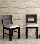 RSFURNITURE Solid Sheesham Wood Set of 2 Dining Chairs Only | Wooden Two Seater Dinning Chair with Cushion for Kitchen & Dining Room | Rosewood, Chestnut Finish (2 Seats)