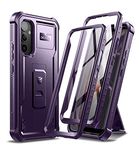 Dexnor Full Body Case for Samsung Galaxy A34【Double front frame & Kickstand 】, Bumpershock Technology Drop Protection Rugged Phone Cover Shockproof Protective Bumper Case - Phantom Purple