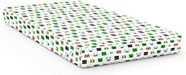 Jay Franco Minecraft Creative Fashion 100% Cotton Fitted Sheet 90 x 200 cm Single,White