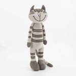 MR VIVICARE 14" Grey Stripe Standing Cat Stuffed Animals for Girls and Boys,Gray Stuffed Cat Plush Toys for Kids and Newborn Baby,Great Birthday Chirstmas Gifts,Machine Washable