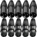 DKARDU 10PCS 3 Pin XLR Solder Connector, 5 Male and 5 Female XLR Mic Snake Plug, Microphone Audio Socket for High Conductivity and Ultra-Low Noise