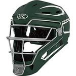 Rawlings | VELO 2.0 Catcher's Helmet | Baseball | Junior (6 1/2" - 7") | Dark Green/White