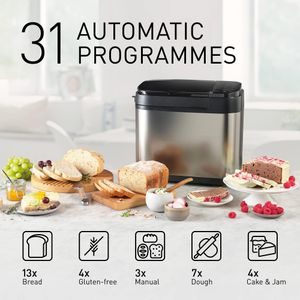 Panasonic Fully Automatic Bread Maker – 31 Programs, Yeast & Nut Dispenser, Silver