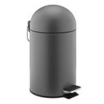 Navaris 3L Pedal Bin - 3 Litre Bathroom Bin with Soft Close Lid and Removable Inner Bucket for Bathrooms Toilet Kitchen Office Bedroom - Grey