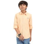 Rocket Science Boys Casual Wear Patch Pocket Shirt | Regular Fit, Spread Collar, Full Sleeves, Oxford Fabric Orange