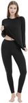 Iguana Womens 100% Merino Wool Base Layer Sets for Ski Midweight Thermal Underwear Black X-Large