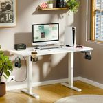ARTIKEL Artidesk Eco Electric Height Adjustable Table for Office Work & Home-Sit Stand Gaming Desk 80kg Load, Cup Holder, 2 Hooks,Cable Organizer 2Split Tabletop (White, 100x60 CM)