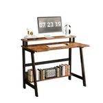 ALISENED Computer Home Office Desk, 31.5" Desk for Small Spaces with Storage Shelf,Small Writing Study Table with Monitor and Bookshelf, Modern Simple Style Laptop Desk