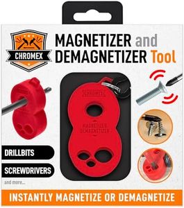 Magnetizer Demagnetizer Tool for Screwdrivers and Bits with Carabiner Hook for Keychains or Belt Loops (Red)