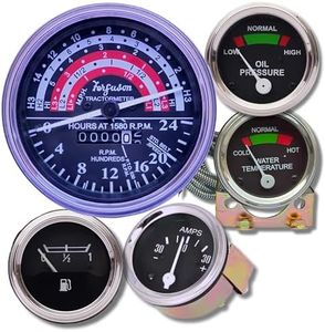 VR Autopedia Massey Ferguson Replacement Gauge Kit - Anti-Clockwise Tachometer, Amp, Oil Pressure, Fuel, Water Temp - Fits 35, 133, 135, 140, 50, 65, 150, 165, & Massey Harris - Instrument Cluster Set