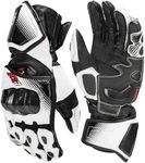 KEMIMOTO Leather Motorcycle Gloves for Men and Women, CE-Certified，Riding Racing Gloves with ESA Cushioning Kevlar Carbon Fiber Knuckle Protection for Dirt Bike Motorbike Outdoor Sports