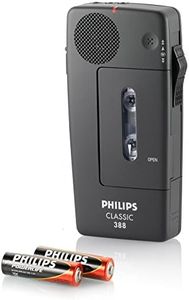 Philips LFH0388/00B Analogue Mini Cassette Voice Recorder 30 Mini Cassettes 2 x AA Batteries and Hand Strap Anthracite