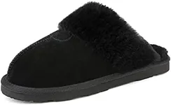 DREAM PAIRS Women's House Slippers Indoor Fuzzy Fluffy Furry Cozy Home Bedroom Comfy Winter Cute Warm Outdoor Shoes FuzzyEasy,Size 7,Black,SOFIE-05