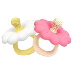 Ginbear Silicone Baby Teether for Girls, BPA Free Food Grade Infant Teething Toys, Soothing Baby Chew Toys, Sensory Teething Pain Relief Pacifier 3 Months + (2 Pack)