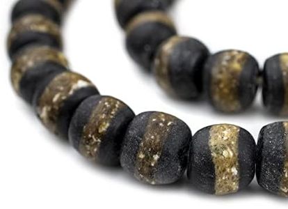African Kente Beads - Full Strand of Krobo Glass Beads - The Bead Chest (Black)