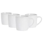 Argon Tableware Coloured Coffee Mugs - White - 350ml - Pack of 4 - Gloss Ceramic Stoneware Tea Mugs Latte Cappuccino Cups Hot Chocoloate Cups Colourful Mug Set with Handle