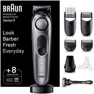 Braun Tondeuse À Barbe Professionnelle Series 7 BT7420, Electrique, ProBlade, Rasoir de Précision, Styling Grâce À 40 Réglages De Longueurs, Accessoires, Base De Recharge, Étui De Voyage