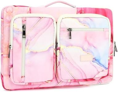 DACHEE 360 Protective Laptop Shoulder Bag,Laptop sleeve case 15.6 inch Computer Bag Compatible with MacBook Air 15 inch, New Pink Marble, 14 inch / 14.0 inch