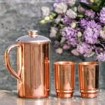 2activelife Copper Water Pitcher With 2 copper cups | pure copper jug with 2copper glasses for Drinking and Serving Water in Daily Use (50.7 fl Oz)