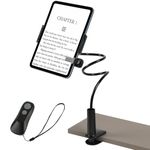 AOOSU Gooseneck Holder with Page Turner, Adjustable Bed Lazy Arm Stand for Hands-Free Bed Reading, eReader Desk Bedside Mount Clamp, Gifts for Reading Enthusiast
