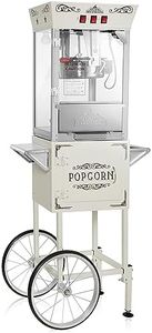 Olde Midway Movie Theater-Style Popcorn Machine Maker with Cart and 10-Ounce Kettle - Cream, Vintage-Style Popper on Wheels