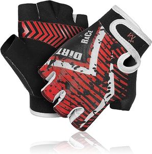 Cycling Gloves for Kids Half Finger Gloves for Children Bicycle Outdoor, Gym Gloves for Junior Toddler Boys Girls for Riding Biking Sports Gloves are Non-Slip,Youth Age 2-10 (Year 7-8, Red)