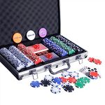 Homwom Casino Poker Chip Set - 300PCS Poker Chips with Aluminum Case, 11.5 Gram Chips for Texas Holdem Blackjack Gambling