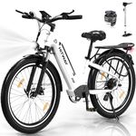 HITWAY 26x3.0 Electric Bike, 250W City Cruiser E bike, 48V 18Ah Removable Battery Max.Range 55-80KM, Shimano 7-Speed, Commuter Electric Bicycles for Adults