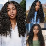 AceWig U Part Human Hair Wig Curly Human Hair Wig for Black Woman No Leave Out Clip Kinky Curly V Part Curly Wig Human Hair Beginner Friendly No Sew in No Glue 200% Density Natural Color 18 Inch