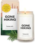 Homesick Scented Candles for Home (Gone Hiking) - 13.75 oz Long-Lasting Natural Soy Wax Blend Jar Candle Gifts for Women & Men, 60-80 Hours Burn Time - Notes of Pine, Jasmine & Sandalwood