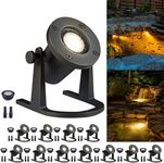 Gardenreet Solid Brass Underwater Pond Light - 12V Low Voltage IP68 Submersible Bronze Fixture, with 2700K MR16 LED for Outdoor Pond Fountain Waterfall Landscape Lighting(12 Pack)