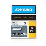 DYMO Rhino Industrial Flexible Nylon Labels | 12 mm x 3.5 m | Black Print on White | Self-Adhesive | for Rhino & LabelManager Label Makers