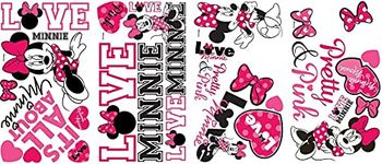 RoomMates RMK2180SCS Mickey and Friends-Minnie Loves Pink Peel and Stick Wall Decals, 10 inch x 18 inch