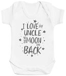 Zarlivia Clothing I Love My Uncle to The Moon and Back Baby Gift, Baby Boy Bodysuit, Baby Girl Bodysuit - 18-24 Months White