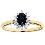 Naava 9 Ct Gold Rings for Women - Premium Quality Engagement Rings for Women Embellished with Sapphire and Diamonds - Stunning and Durable Wedding Rings for Women -Branded Box Included