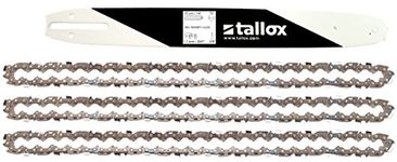 tallox Guide Bar and 3 Chainsaw Chains 3/8" Pitch | .043" 1,1 mm Gauge | 52 Drive Links | 35 cm 14" compatible with Bosch Makita and others