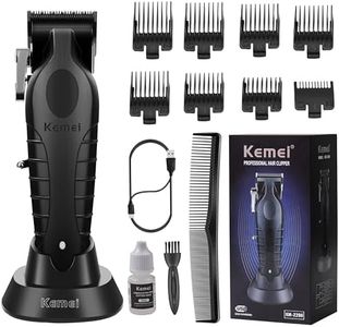 KEMEI 2296 Professional Hair Clippers for Men Cord/Cordless Hair Cutting Kits, Hair & Beard Trimmer, T Blade Barber Clippers with USB Rechargeable, Black