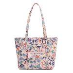 Vera Bradley Women's Cotton Small Vera Tote Bag Handbag, Paradise Coral, One Size