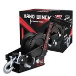 TYT 3500lbs Boat Trailer Winch with 10M Strap, 32ft Strap with Heavy Duty Hook Hand Winch, Crank Hardened Steel Gear Winch for 4.1:1/8:1 Manual Winch for ATV(3500lb with Black Strap Winch - Black)