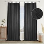 DotheDrape Room Darkening Curtain 88 inches Long Faux Linen Thermal Insulated for Living Room Bedroom Rod Pocket/Back Tab/Hook Belt/Clip Rings 4-in-1 Header Curtain, 52W x 88L, Black, 1 Panel