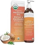 Organic Massage Oil Unscented (8 fl. oz.) - Non-Greasy Body Oil with Mess-Free Pump, Moisturizing Massage Oil for Relaxation, Non-GMO and Certified Organic, 237 mL