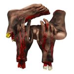 Halloween Severed Hands Feet Set Scary Bloody Broken Body Parts Halloween Props Decorations, 4 Pieces(Feet & Hands) (Black)