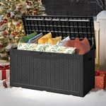 VICTONE 100 Gallon Deck Box,Waterproof and UV Resistant for Outside, Large Storage Cabinet for Patio Furniture, Garden Tools (Frosted Black)